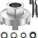 Pawfly Bike Single Speed Freewheel Removal Tool with Sprocket & Chain Cleaning Brushes, 4 Notch Sprocket Puller Tool, BMX Bicycle Freewheel Remover, One-Speed Freewheel Disassembly Tool, Silver