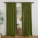 RYB HOME Moss Green Velvet Curtains 84 inches - Back Tab Blackout Curtains for Nursery, Bedroom Room Divider Panels Thermal Insluted Drapes for Living Room, Wide 62 x Long 84, 2 Panels