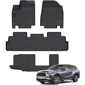Auxko All Weather Floor Mats Fit for Nissan Pathfinder 2022-2025 2026(8 Seat) / Infiniti QX60 (7 Seat) TPE Rubber Liners Set All Season Guard Odorless Anti-Slip Floor Mats