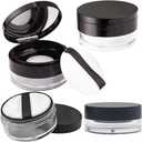 1 Pcs 20g(0.7 oz) And 1 Pcs 10g(0.33 oz) No Leaks Empty Reusable Plastic Loose Powder Container,Sponge Powder Puff,Elasticated Net Sifter,DIY Foundation Makeup Tool (2 Cases)
