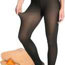 4 x Fleece Lined Tights Women, Fake Translucent Thermal Black Tights for Women,High Waist Pantyhose Women Tights Leggings