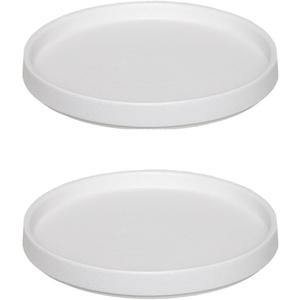 Ceramic Plant Saucer 7 Inch, 2 Pack Round Plant Trays for Indoors/Outdoors, Flower Pot Saucers for Holding Water Drips and Soil, Ceramic Drainage Tray for Plant Pot (Frosted White)