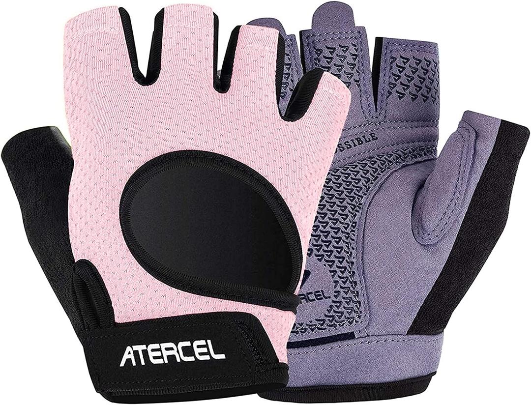 ATERCEL Weight Lifting Gloves Full Palm Protection, Workout Gloves for Gym, Cycling, Exercise, Breathable, Super Lightweight for Mens and Women (Medium, Pink)