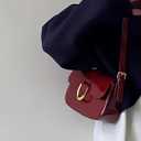 Shoulder Bag for Women, Small Shoulder Purse with 2 Straps, Casual Crossbody Bag Vintage Leather Handbags with Zipper (Red)