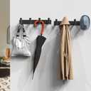 VAEHOLD Hat and Coat Wall Mount Rack - 4 Hooks for Robes, Bags, Keys, and Towels - Bathroom Towel Hanger Organizer -Black