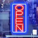 22" X 11" Led Neon Open Signs for Business 12V/2A Ultra Bright Led Neon Open Signs Plug In Electric Light Up Open Sign with ON/OFF Switch for Bar Salon Coffee Stores Club Hotel (Vertical)