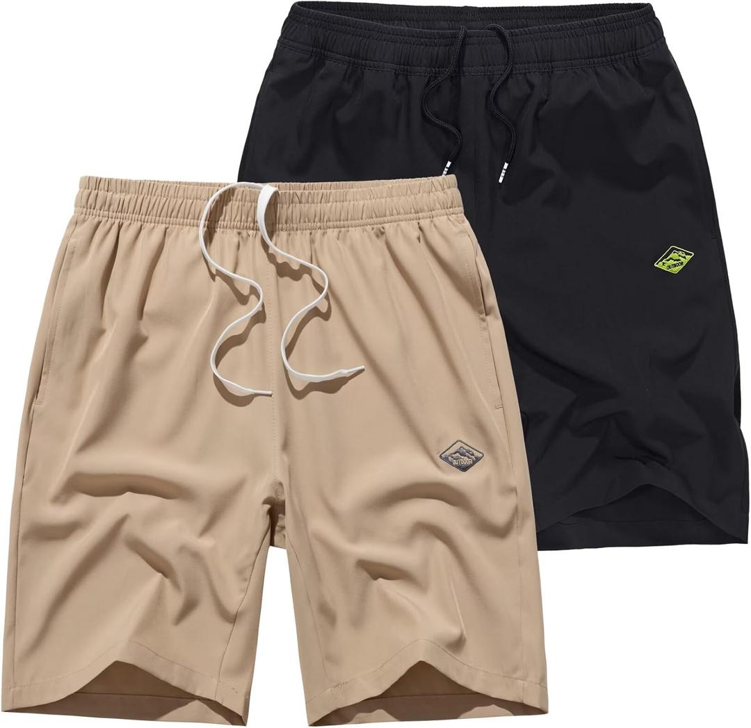 Vcansion 2 Pack Men's Outdoor Lightweight Hiking Shorts Quick Dry Sports Casual Running Shorts with Pockets (XXL)