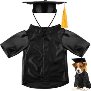 Dog Graduation Cap and Gown 2026 Washable Pet Graduation Costume for Dog Cat Shirt and Hat(Traditional,Black,L)
