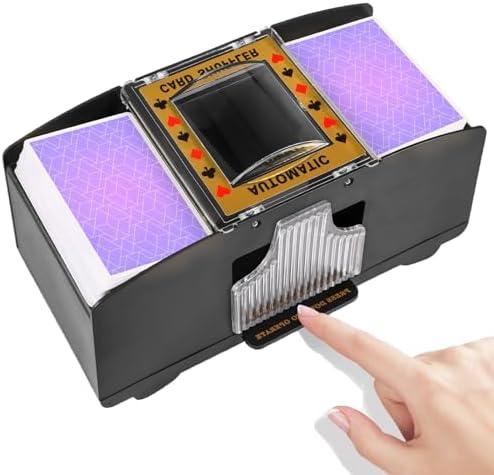 FEIERYA Automatic Card Shuffler 2/1/4/6 Deck,Battery-Operated Electric UNO Poker Shuffler,Playing Card Shuffler for Home Card Game,Travel