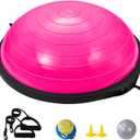 VEVOR Half Exercise Ball Trainer, 23/26 inch Balance Ball Trainer, 1500lbs Capacity Stability Ball, Yoga Ball with Resistance Bands & Foot Pump, Strength Fitness Ball for Home Gym Full Body Workout Black