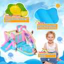 Inflatable Water Slide for Kids, Bounce House with Slide, Pool, Water Cannon, Climbing Wall, Blower Included, Outdoor Summer Fun for Kids, 141x138x78 Inches, Pink