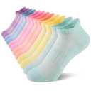 Comfoex 12 Pairs Boys Girls Socks Ankle Athletic Low Cut Short For Kids 4-7 Years Olds With Cushioned Sole