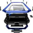 Heavy Duty Metal Phone Case for iPhone 17 Pro Max Aluminum Silicone Armor Full Body Tough Rugged Military Grade Cover with Camera Control Stand Dustproof Shockproof Outdoor Blue