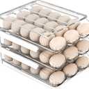 Egg Holder for Fridge, Automatic Rolling Egg Organizer for Refrigerator, Clear Plastic Storage for Refrigerator with Lid, Large Capacity Dispenser, Stackable Container (3 Layers Holder 54 Eggs)