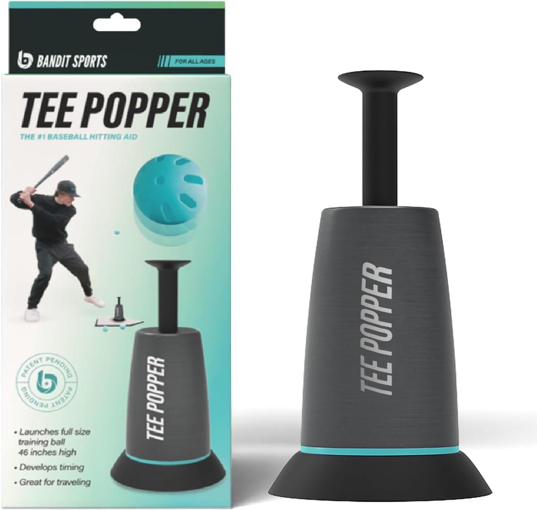 Bandit Sports Tee Popper, Durable Nylon Strength for Long-Lasting Hitting, Batting Tee for Perfect Swings, Baseball Training for Practicing Hitting Without a Pitcher (Ball not Included)