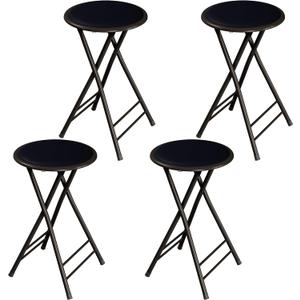 Lavish Home Folding Stool - Set of 4 Counter Height Bar Stools 24-Inch Backless Folding Chairs with 225lb Capacity for Kitchen, Rec Room, or Game Room (Black)