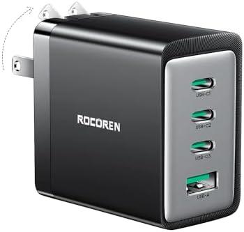 Rocoren USB C Charger, Dual 67W GaN V Tech 4 Ports PD3.0 QC4.0 PPS Foldable 65W USB C Wall Charger, Multiport Fast Charger Block for MacBook, iPad, iPhone 16, Samsung S25, Laptops, Travel Essentials