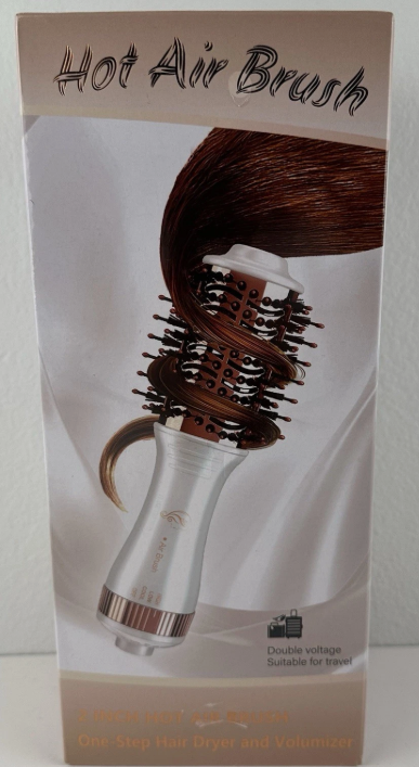 Hair Trends 2 Inch Hot Air 4-In-1 White Hair Dryer Comb Straightener Curler NIB