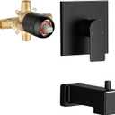 Shower Valve Trim Kit with Tub Spout Wall-Mounted Tub Shower Rough-In Mixer Valve Tub and Shower Trim Kit Bathroom Trim Kit Matte Black