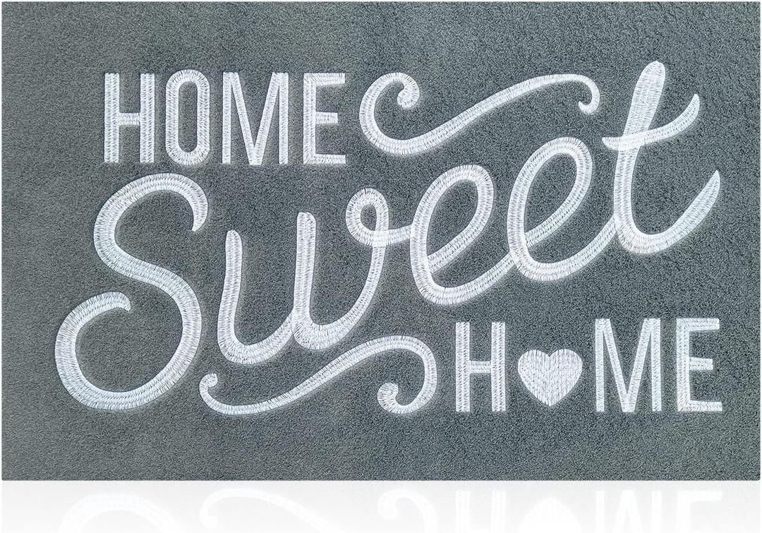AAZZKANG Gray Doormat with Non Slip Rubber Backing Home Sweet Home Mats Decorative Easy to Clean Welcome Entrance Mats (18" x 28" (Rectangular))