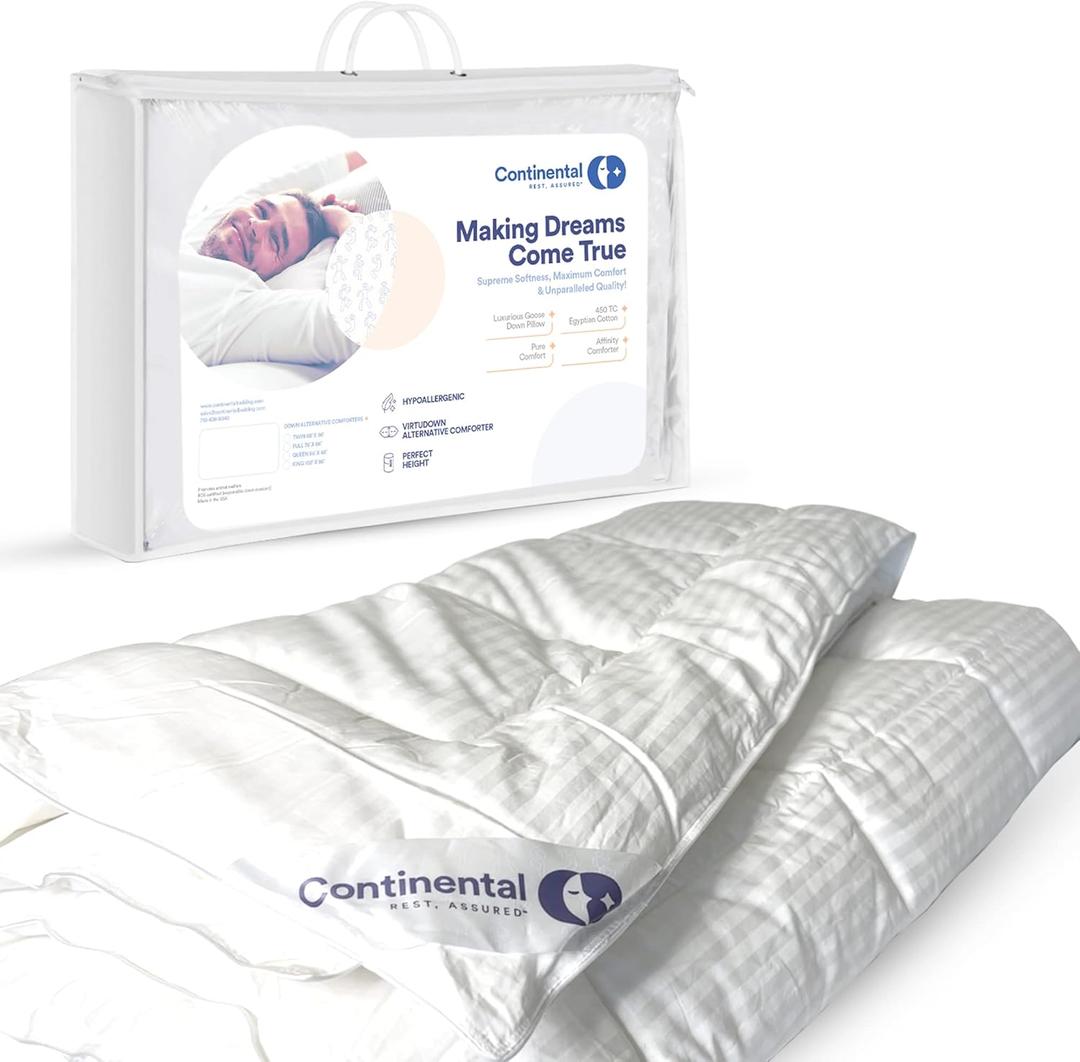 Continental Bedding Affinity King Size Comforter All Season Quilted Down Alternative Comforter Duvet Insert with Corner Tabs - Machine Washable - Duvet Insert (White)