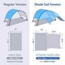 2026 Upgraded Beach Umbrella Canopy with UPF 50+ UV Protection Portable Beach Tent for Sun, 360 Ventilation, 4 Sandbags, Dual Pockets, Stakes & Ropes (90.5 * 59 * 53"+75 * 75" Sail)