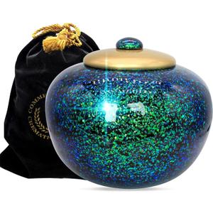 Sparkling Atlantis Cremation Urn for Ashes Adult Male - Beautifully Handcrafted Decorative Urns & Personalized Cremation Urns for Human Ashes Adult Man (Medium, Atlantis Green / Blue)