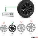 OMAC - ABS Black Hub Caps 15 Inch Set of 4, Tapas para Rines 15, Premium Wheel Covers 15 Inch, R15 Rim Cover Set, Snap On Durable Car Replacement Exterior Accessories
