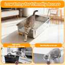 Stainless Steel Litter Box,Extra Large Metal Cat Litter Box with High Sides for Indoor Big Cats,Jumbo XL Washable Kitty Litter Boxes with Low Entry for Kittens&Senior Cats,Non Stick (Short-Side Entry)