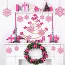 36pcs Christmas Light Pink Snowflake Ornaments Plastic Glitter Snow Flakes Ornaments for Winter Christmas Tree Decorations Size Varies Craft Snowflakes