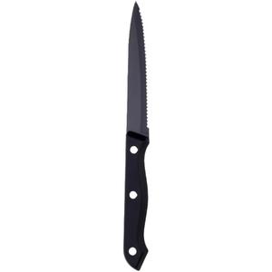 Stainless Steel Steak Knives with Plastic Handle, Table Knife, Serrated Steak Knife (Black, 4 Pieces)