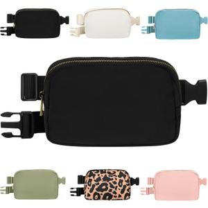 2 x VKIOIP Unisex Fanny Pack Waist Belt Bag with Adjustable Strap,Hands Free Crossbody Fanny Bag with Zipper for Woman and Man,for Hiking,Running,Sports Gifts(Black)