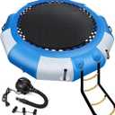 6.5FT Inflatable Swim Platform Water Trampoline for Lake, Recreational Water Bouncer Floating Trampoline with 4-Step Rope Ladder for Adults/Kids