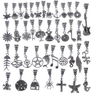 RUBYCA Tibetan Silver Color Connectors Bails Beads with Pendant fit Charm Bracelet Mix Styles (120 PCS)