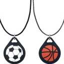 2 Pack Kids Necklace Holder for Airtag 2nd & 1st - Metal & Nylon Chains, Silicone Sports Necklace for Boys