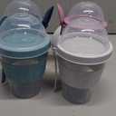 4 Pack Reusable On The Go Yogurt Parfait Cups, Breakfast Plastic Containers with Lids and Spoons, Perfect Jars for Overnight Oats Cereal Granola Oatmeal Smoothies and Snack Prep (4 Colors Set)