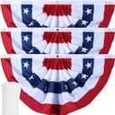 American Flag Bunting Patriotic Pleated Fan Flag USA Flags with Brass Grommets and Zip Ties for 4th of July Memorial Day Decoration Outdoor (3, 3x6 Feet)