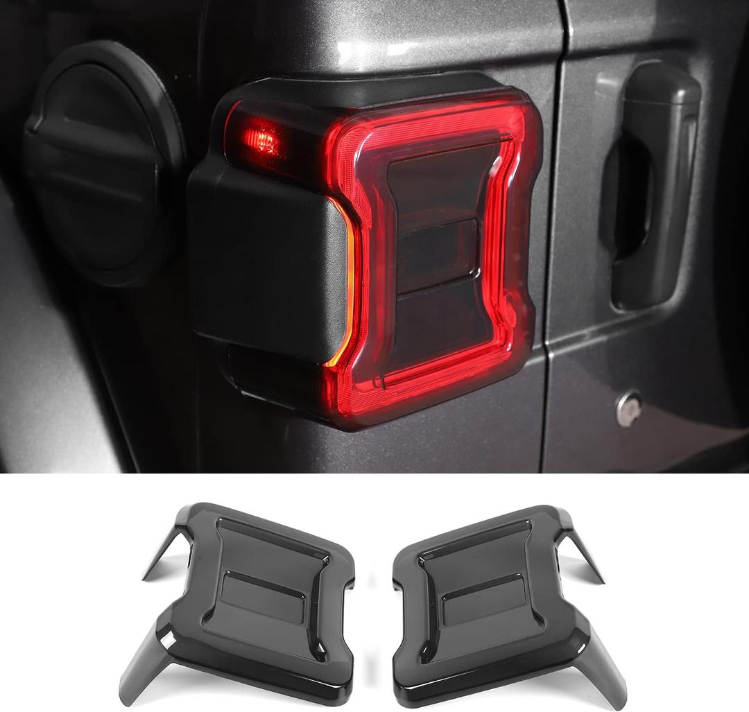 RAZPOY JL Tail Light Lamp Guard Cover Protector Exterior Decoration Accessories fit for Jeep Wrangler JL 2018-2025, Smoked Black (Fit for LED Version)