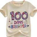 Girls 100 Days of School Shirt Short Sleeve Toddler Girl Tops 100th Day of School Shirt Kids