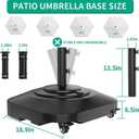 Umbrella Base with Wheels, Umbrella Stand Base Heavy Duty 100lb Windproof, Fillable Umbrella Base Mobile Square Umbrella Stand Outdoor Base for Patio, Deck, Poolside, Lawn, Fits Most Sized Umbrellas
