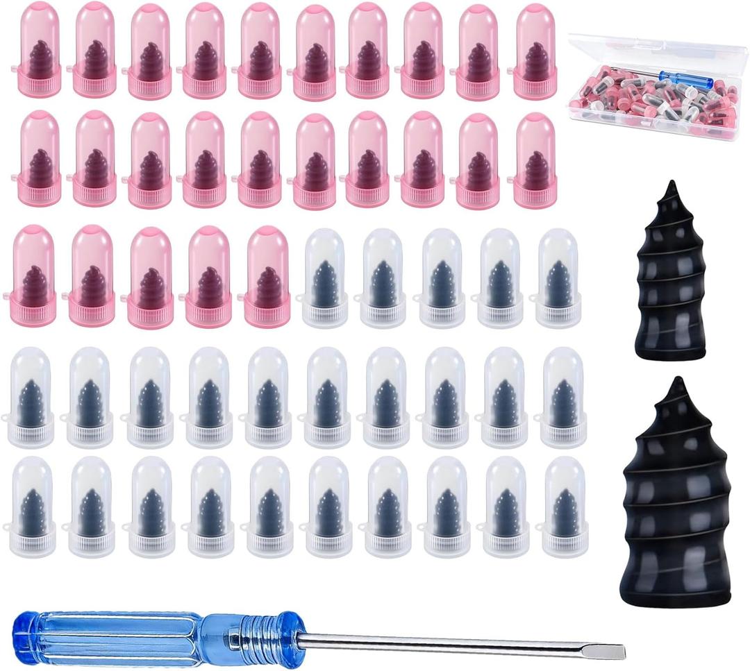 2 x 50 PCS Tire Repair Rubber Nails, Reliable Screw in Tire Repair Plugs with a Screwdriver, Tire Repair Screws, Self-Service Tire Plugs Screw, Tire Repair First Aid Kit for Car,Truck, Motorcycle (50pcs)