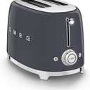 Smeg 50's Style Retro Aesthetic 2 Slice Toaster 6 Presets Extra Wide Slots Grey, TSF01GRUS