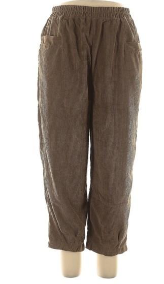 Zenana Outfitters Brown Corduroy Pants Relaxed Fit, Size S