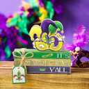 Menkxi 4 Pieces Mardi Gras Tiered Tray Decor Wooden Truck Mask Celebration Farmhouse Table Shelf Decorations Mini Book Rustic Sign for Mardi Gras Holiday(Mask)