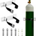 Cylinder Wall Mounted BracketGas Cylinder Holder Wall-Mounted Bracket Propane Tank Bracket with Screws and Safety Belt (White 2)