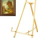 Leinuosen Metal Easel Stand 16.5" H x 8.7" W x 4.3" D Table Top Easel Stand for Display Tripod Art Picture Mirror Modern Plate Holder for Display Book Photo Wedding Sign(Gold)