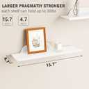 Floating Shelves for Wall, Off Center Metal Shelves for Living Room, White Floating Shelves for Wall Decor, 16” Hanging Shelves for Bedroom Bathroom Kitchen Plants(2 PCS), 16in*2