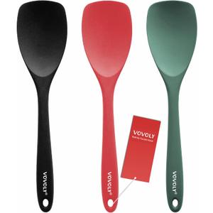 Upgrade Silicone Spatula Spoon Set,VOVOLY Heat Resistant Rubber Spoonula, Seamless Non-Stick Flexible Scrapers for Baking Mixing Tool, 3 Pack