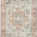 Keen Home Design 3x5 Rug - Machine Washable Entry Rug with Non-Slip Backing, Ideal for Enteryway, Kitchen, Bathroom, Laundry Room - Vintage, Easy Clean, Durable, Low Pile - (3' x 5') (Orange/Offwhite)