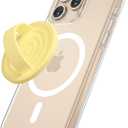 Magnetic Phone Grip Holder Compatible with MagSafe, Ultra Thin Silicone Finger Loop Ring Magnetic Grips for Back of Phone for iPhone Pro Max/Plus/16/15/14/13/12 Series, Yellow Sparkle